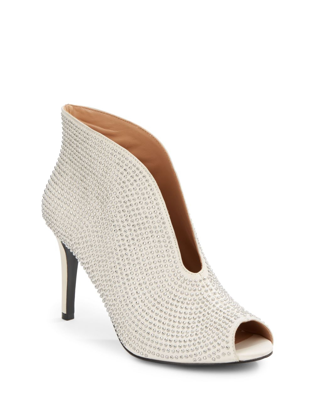 Vince Camuto Signature Rimona Studded Leather Peep-toe Booties in White |  Lyst