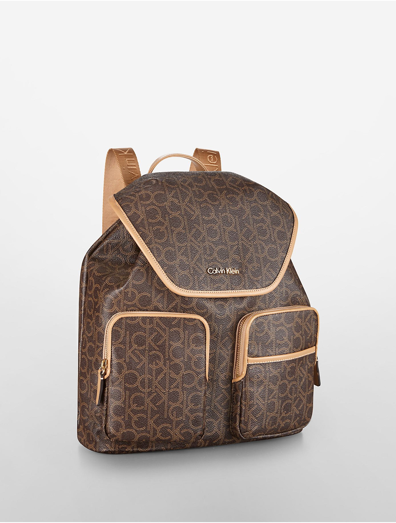 Calvin Klein Hudson Logo Leather Backpack in Brown - Lyst