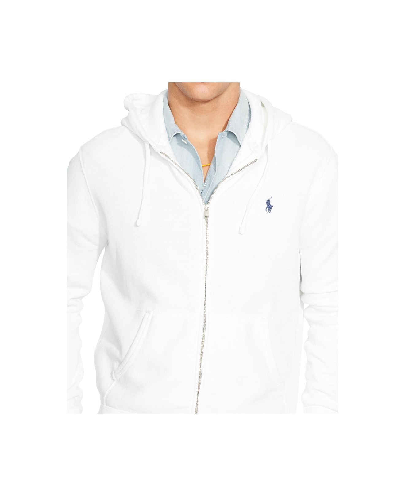 Polo Ralph Lauren Full-Zip Fleece Hoodie in White for Men - Lyst