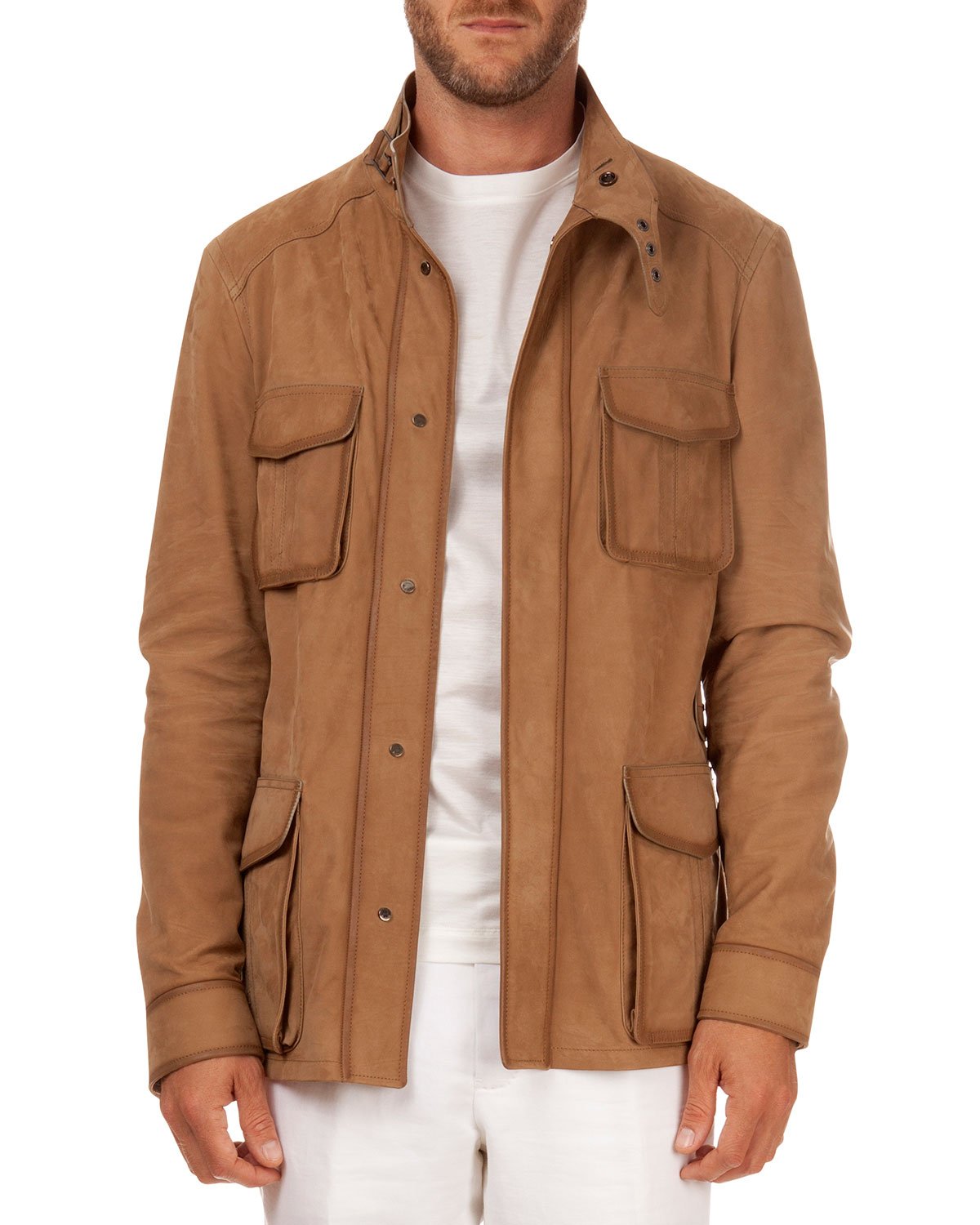 Berluti Leather Field Jacket in Brown for Men (beige) | Lyst