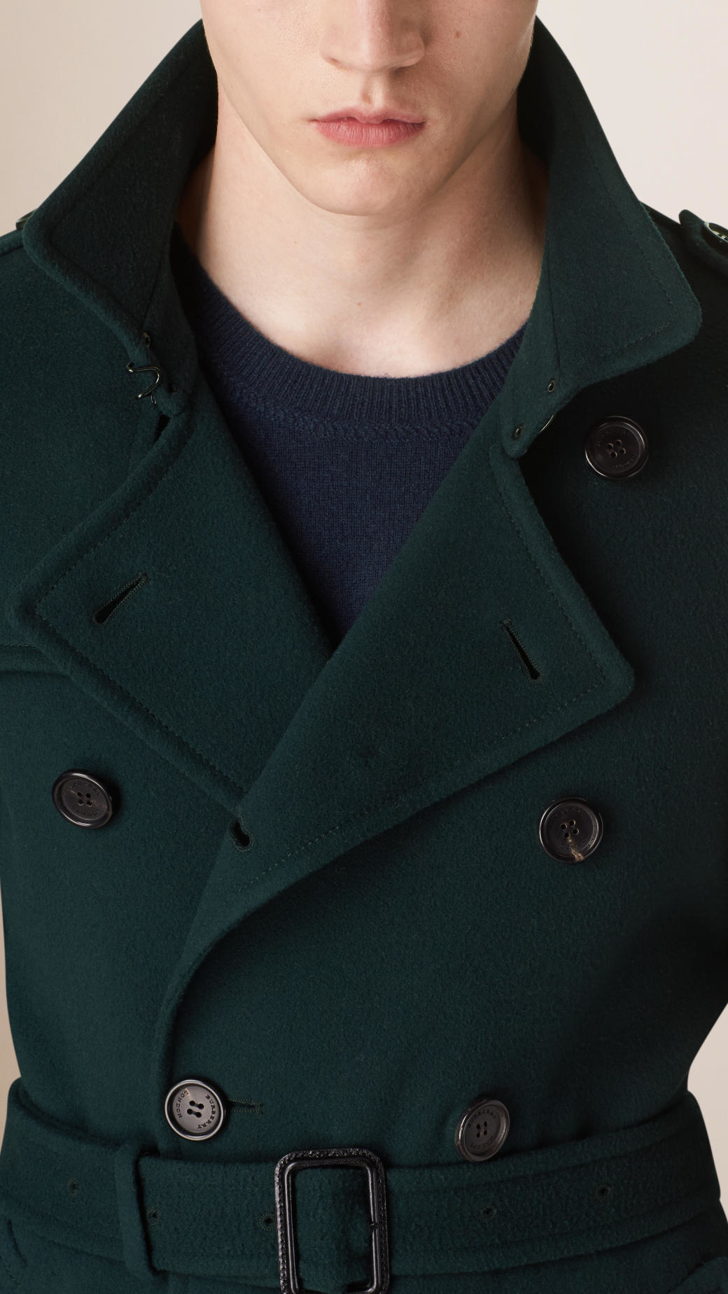 Burberry Wool Cashmere Blend Trench Coat in Green for Men | Lyst