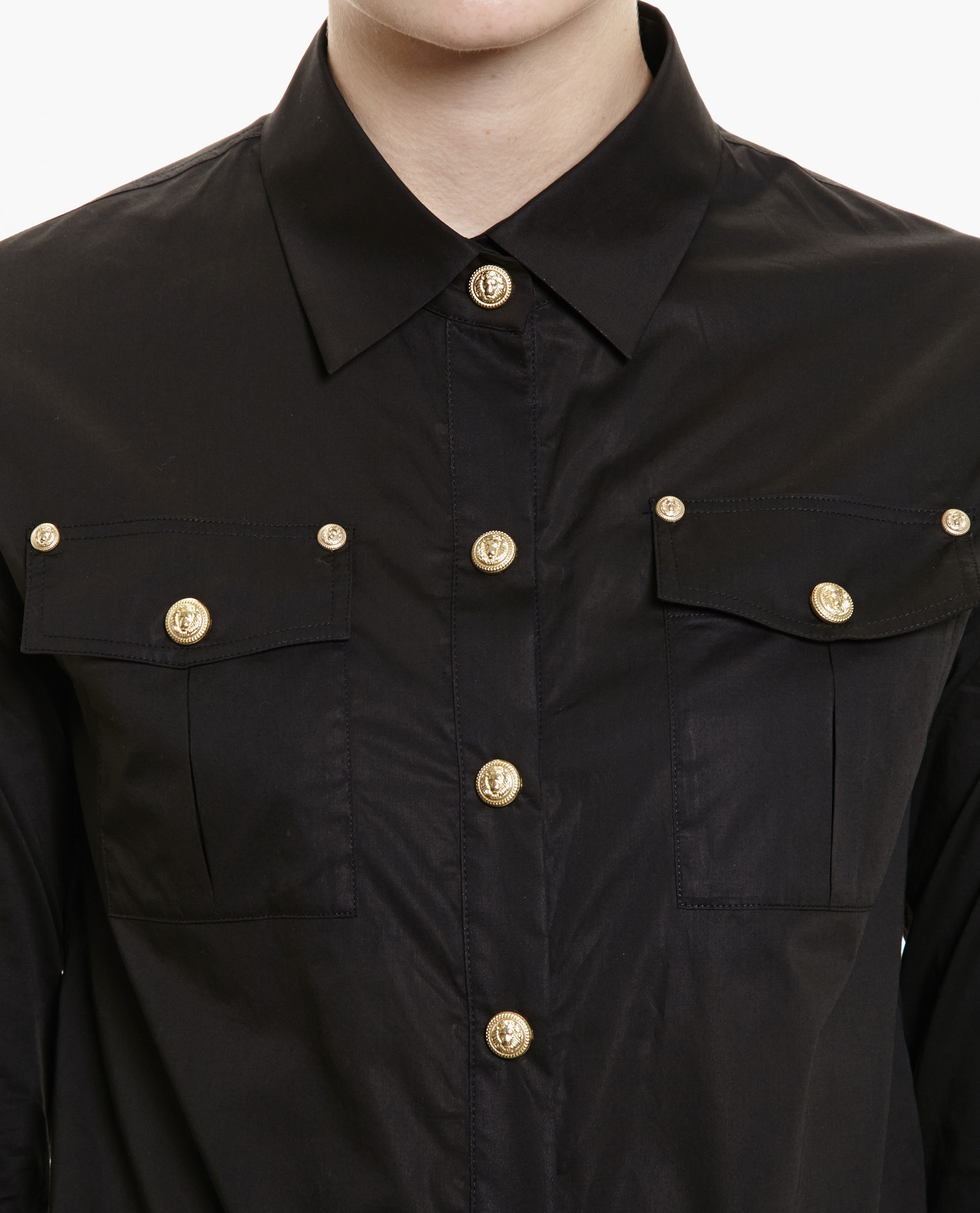Balmain Shirt With Gold Buttons in Black | Lyst