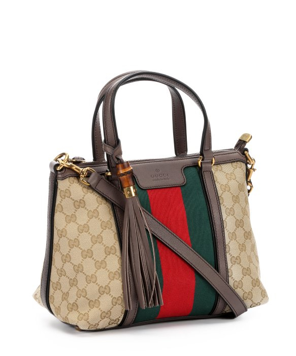 Gucci Ebony And Cocoa Gg Canvas Web Stripe Tote Bag in Natural | Lyst