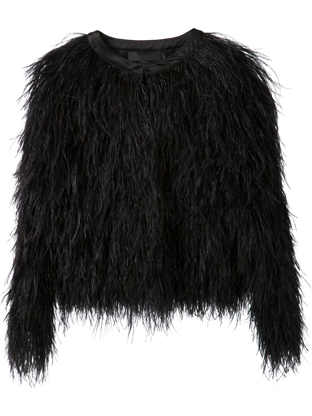 Co. Ostrich Feather Jacket in Black Lyst