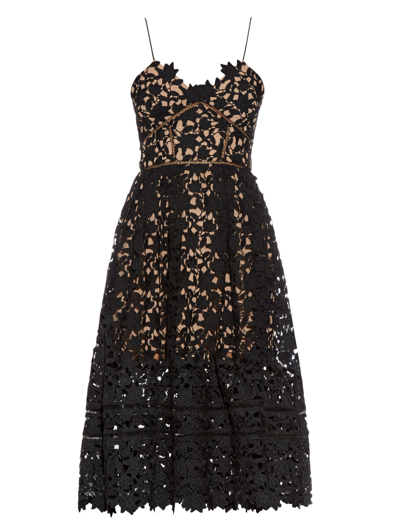 Self-portrait Azaelea Guipure Lace Dress in Black | Lyst