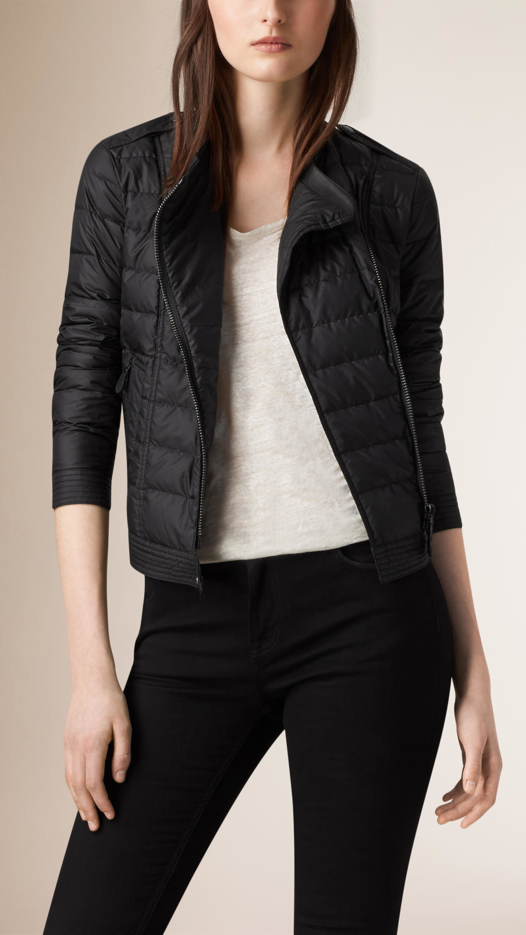 Burberry Cropped Down-Filled Puffer Jacket in Black | Lyst