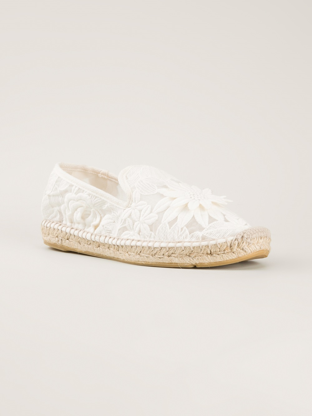 Lyst - Tory Burch Embroidered Espadrilles in White
