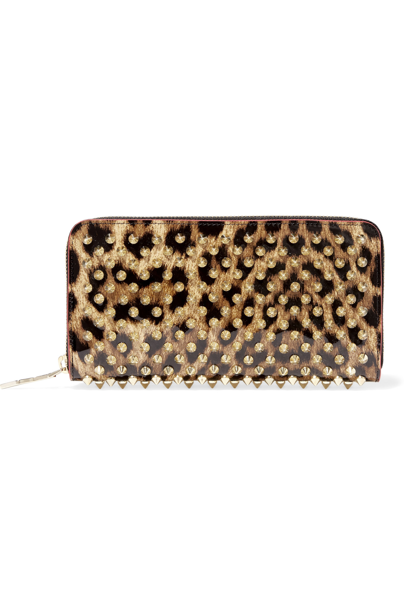 christian louboutin panettone spiked leopard print zip wallet lyst christian louboutin panettone spiked leopard print zip wallet lyst