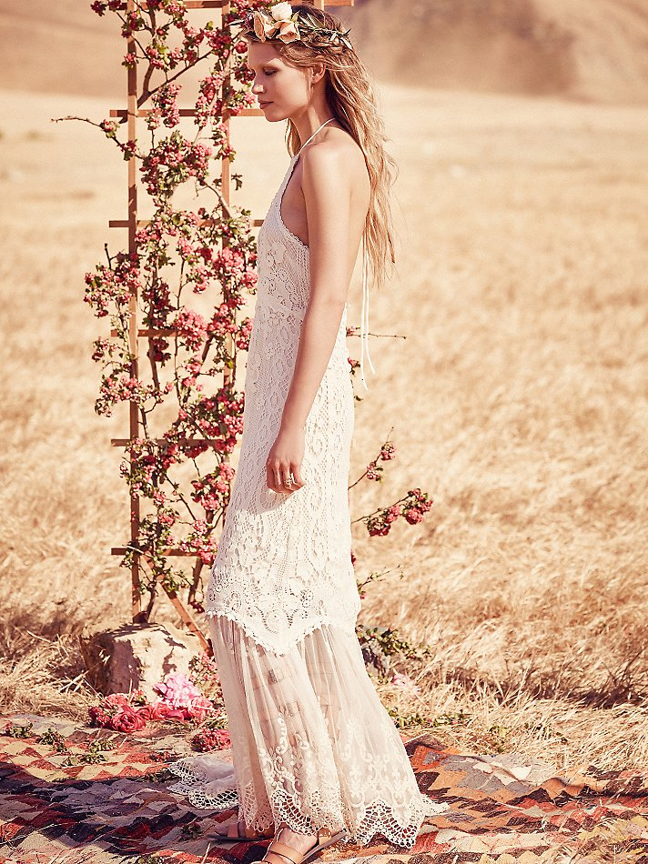 Casablanca Lace Halter Gown in Ivory 