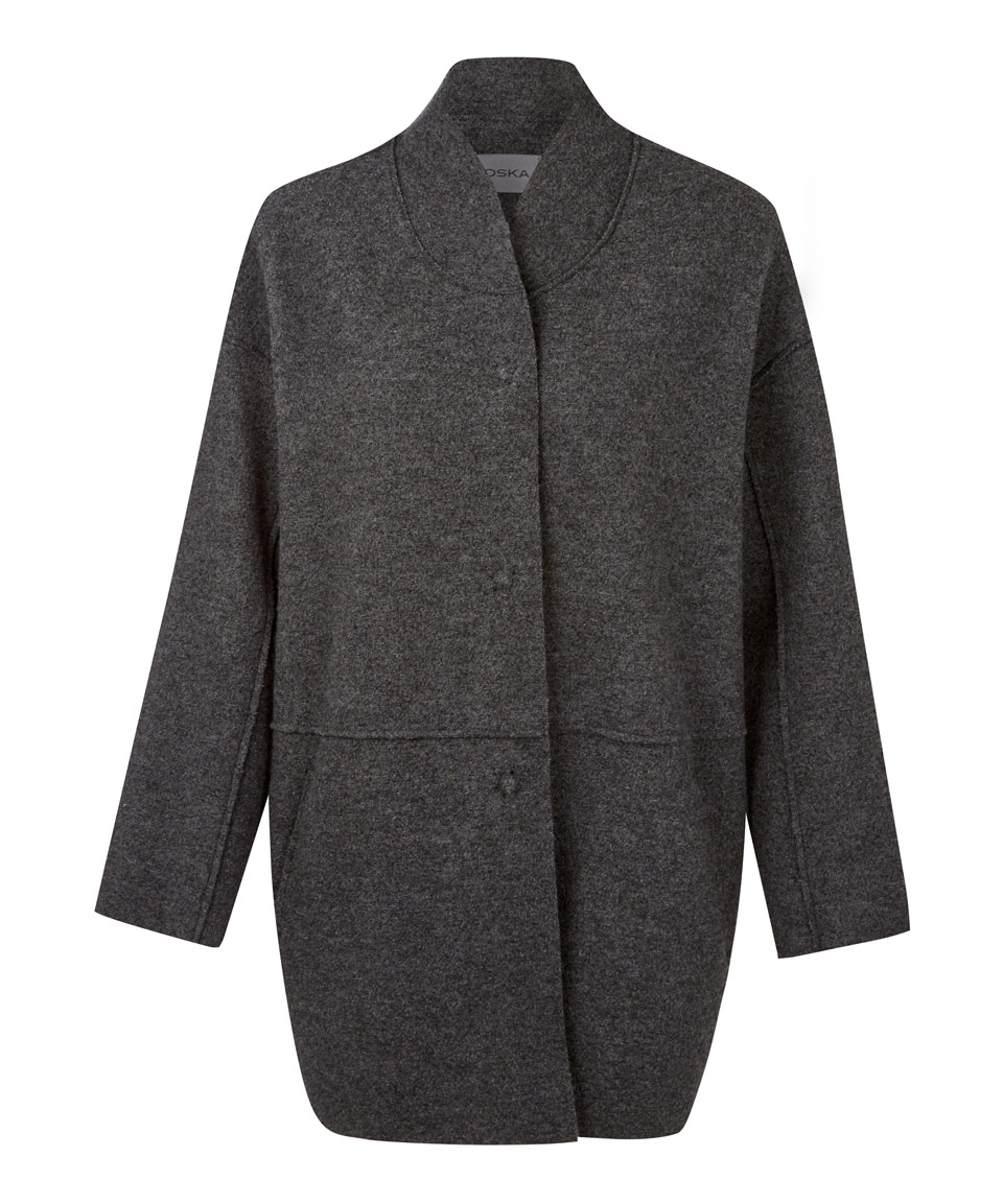 Lyst - Oska Dark Grey Seam Panel Wool Cocoon Jacket in Gray