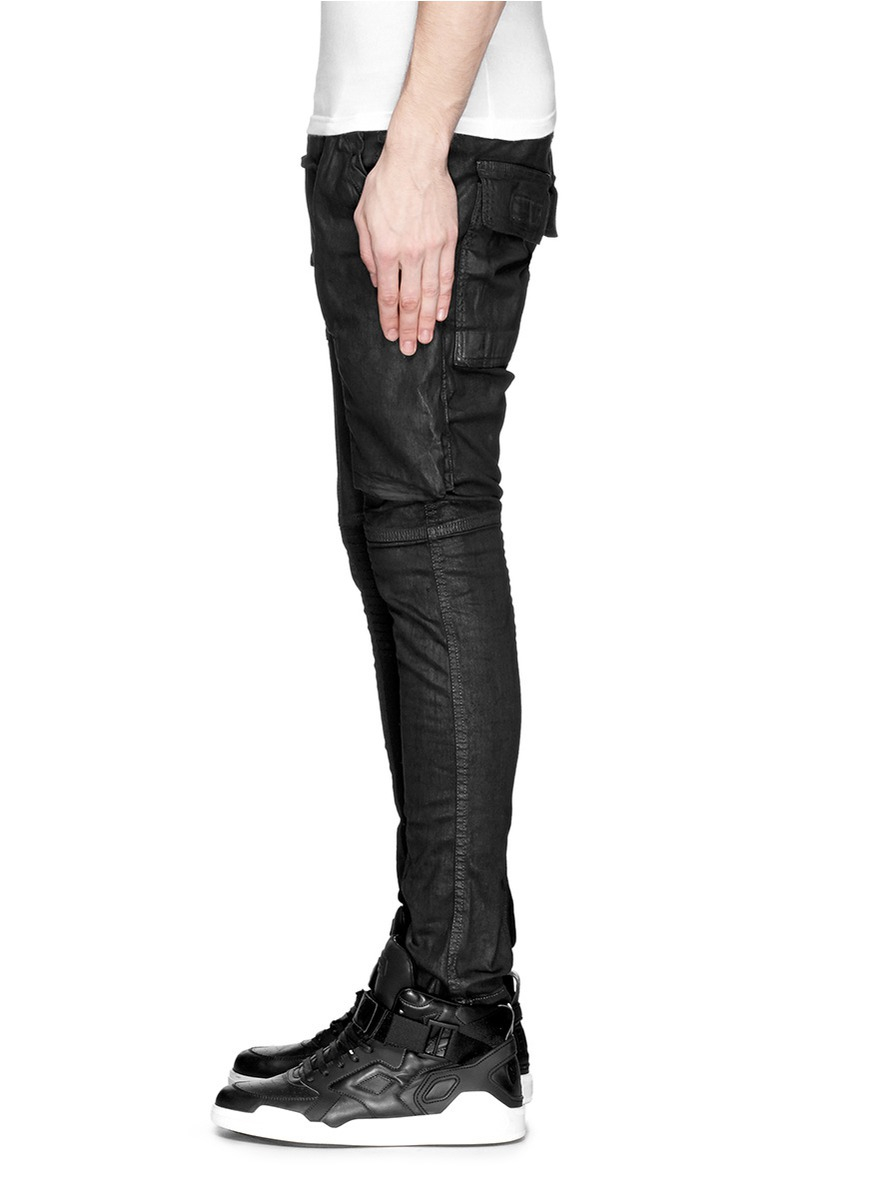 Rick Owens DRKSHDW 'Memphis' Flap Waxed Skinny Jeans in Black for
