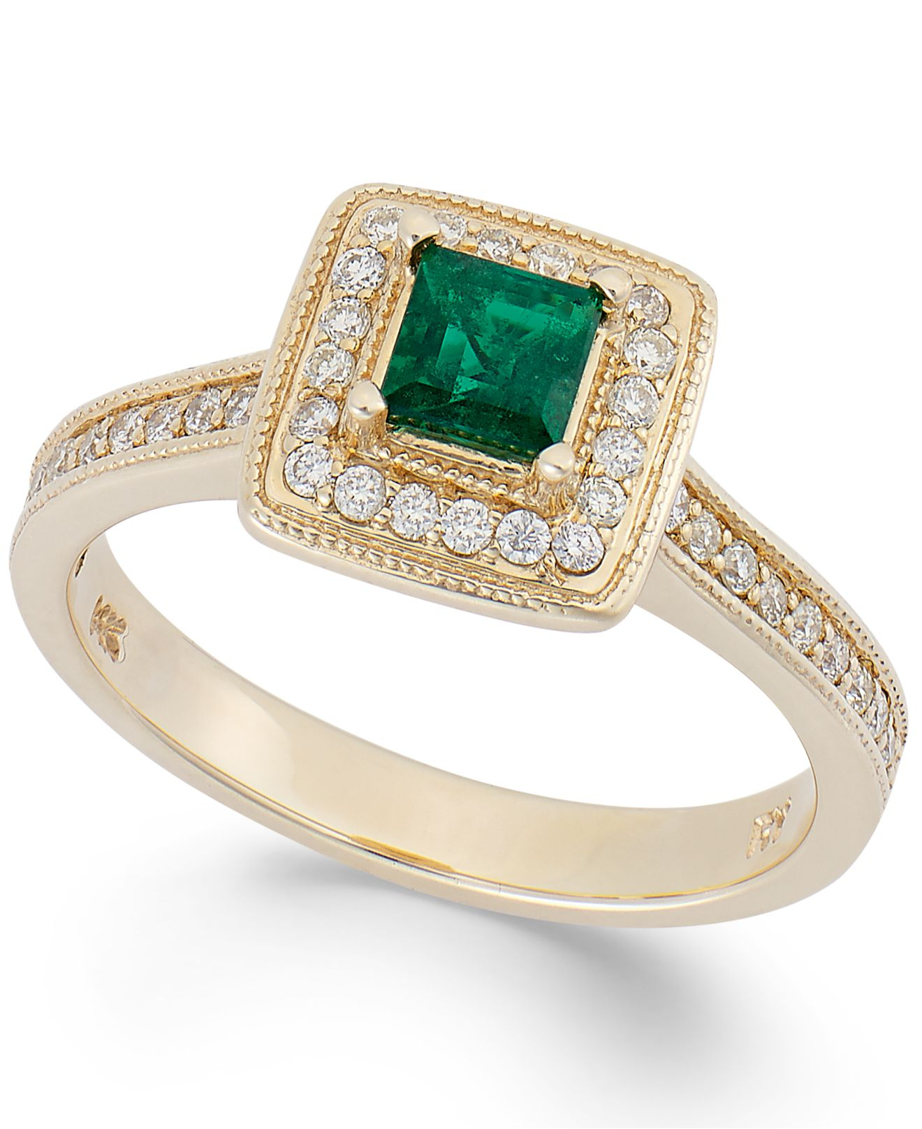 Macy's us Emerald (1/3 Ct. T.W.) And Diamond (1/4 Ct. T.W.) Square Ring