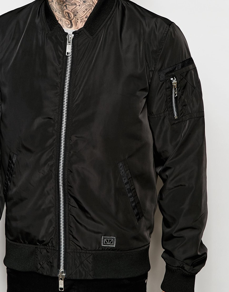 brixtol bomber jacket with pocket black in black for lyst brixtol bomber jacket with pocket black in black for lyst