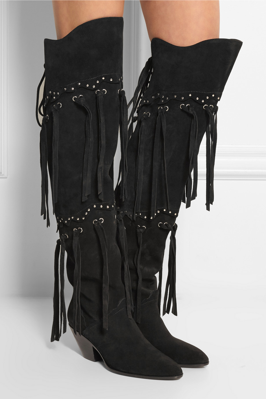 Giuseppe zanotti Studded And Fringed Suede Over-the-knee Boots in ...