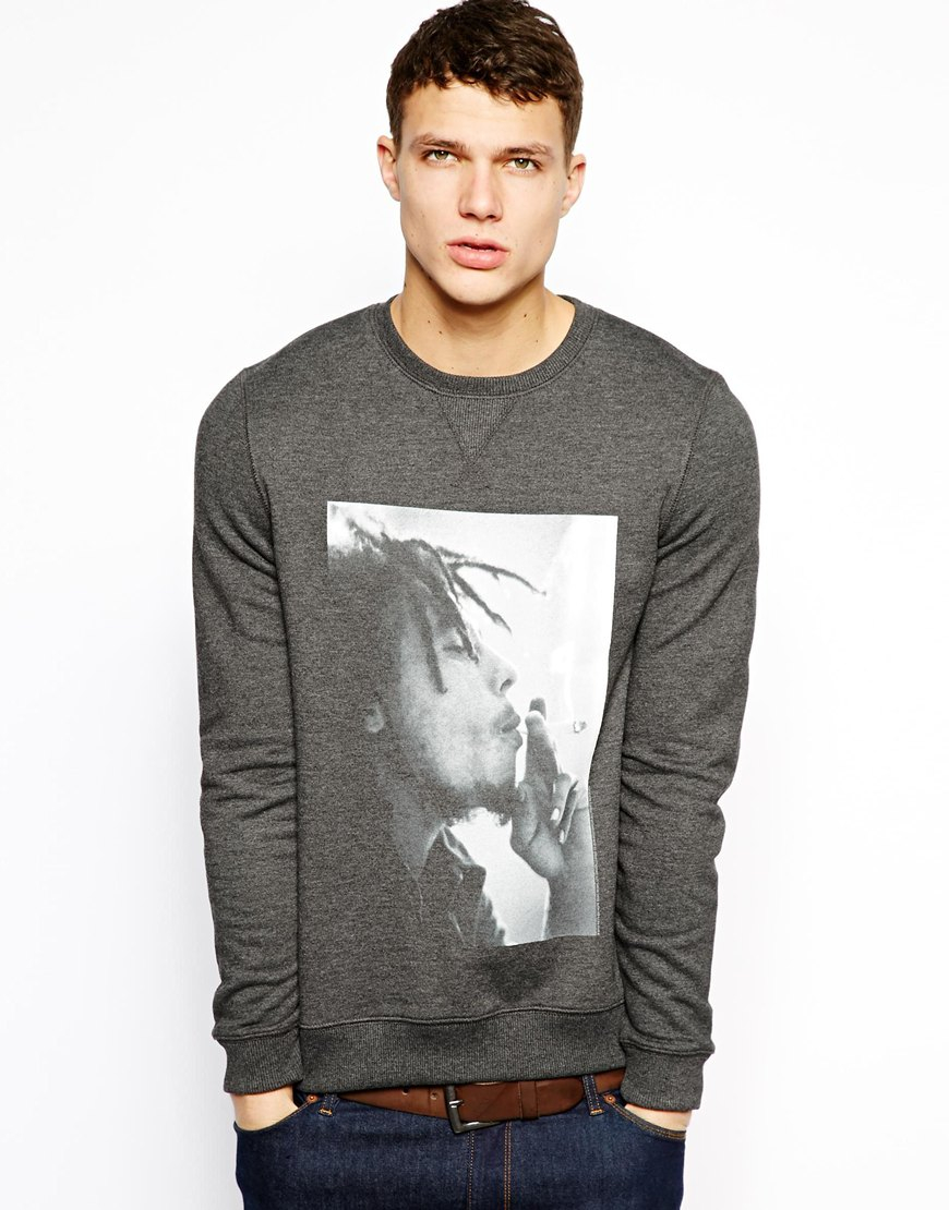 Lyst - Asos Sweatshirt with Bob Marley Print in Gray for Men