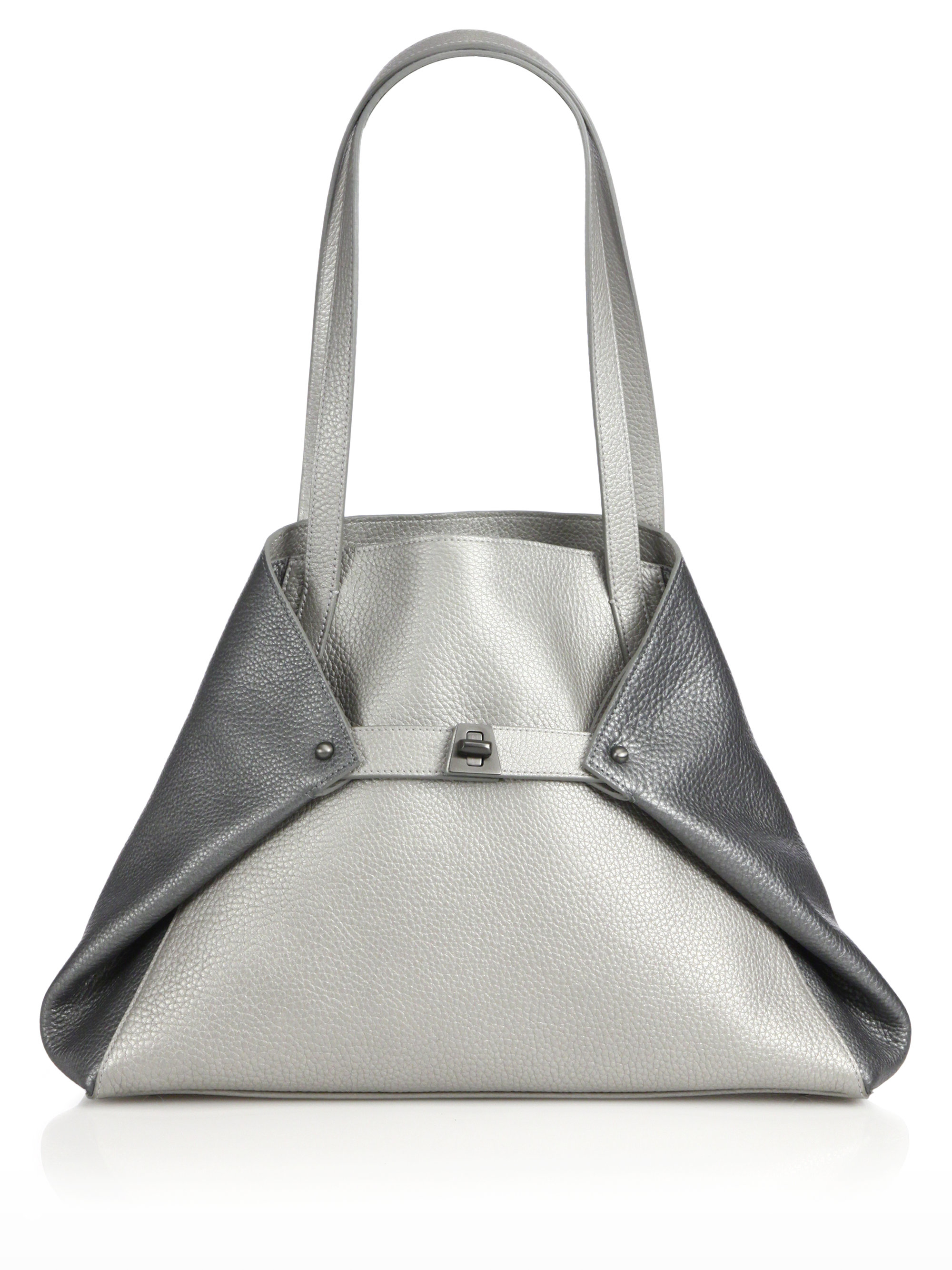Akris Ai Large Convertible Metallic Two-tone Leather Tote in ...