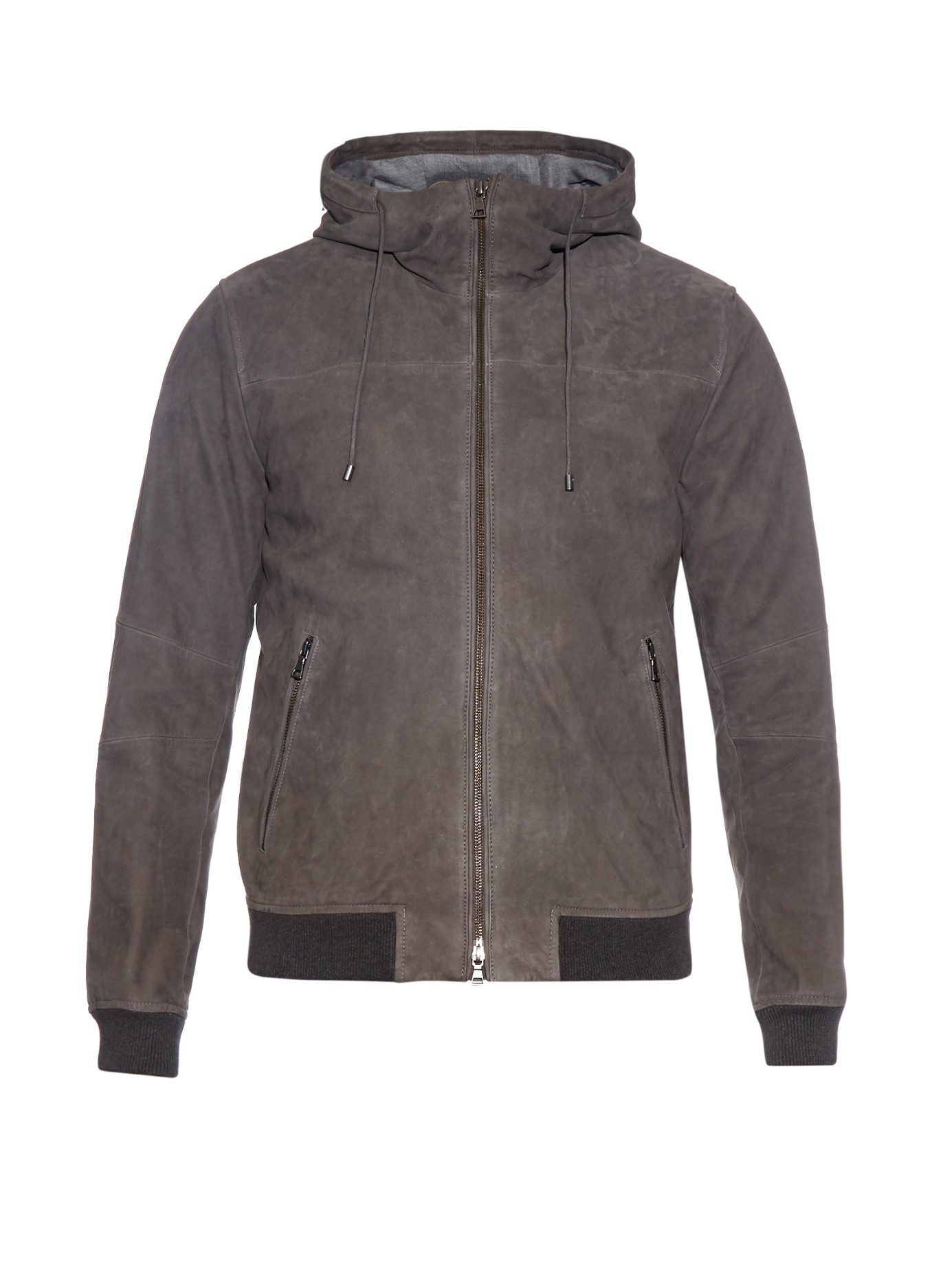 Vince Hooded Suede Jacket in Grey (Gray) for Men - Lyst