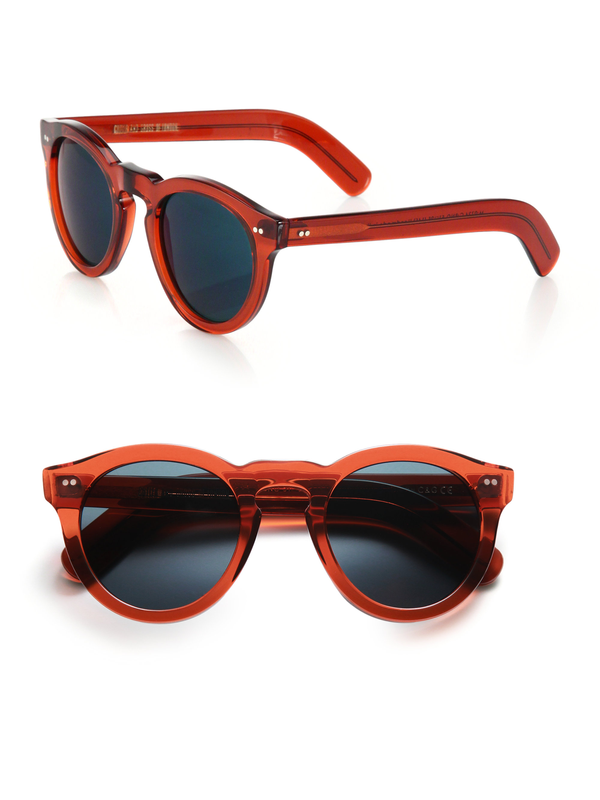 Cutler & gross Classic 51mm Round Sunglasses in Orange Lyst