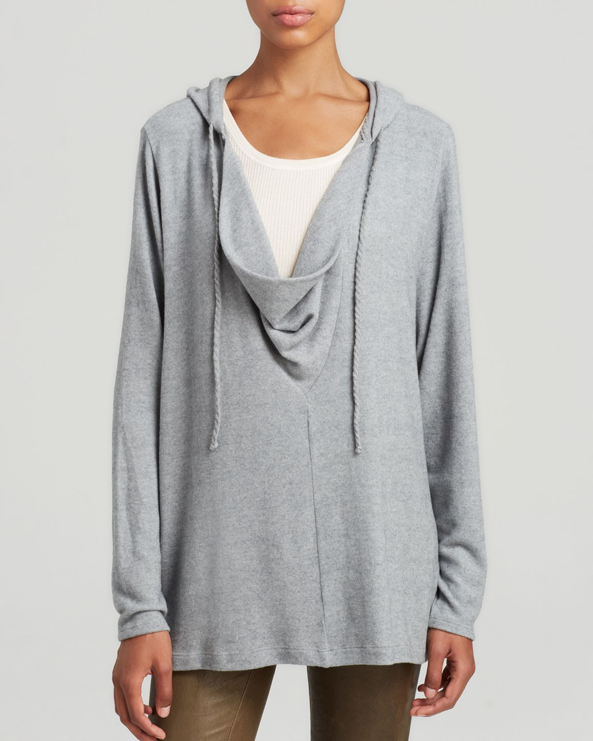 Three dots Draped Cowl Neck Hoodie in Gray Lyst