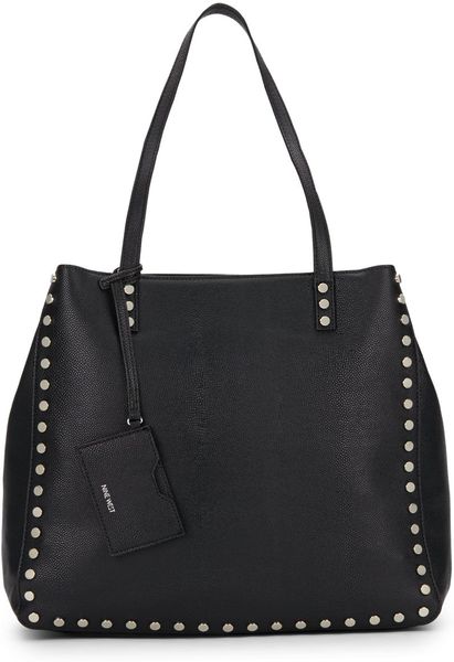 Nine West Hadley Studded Faux Leather Tote in Black | Lyst