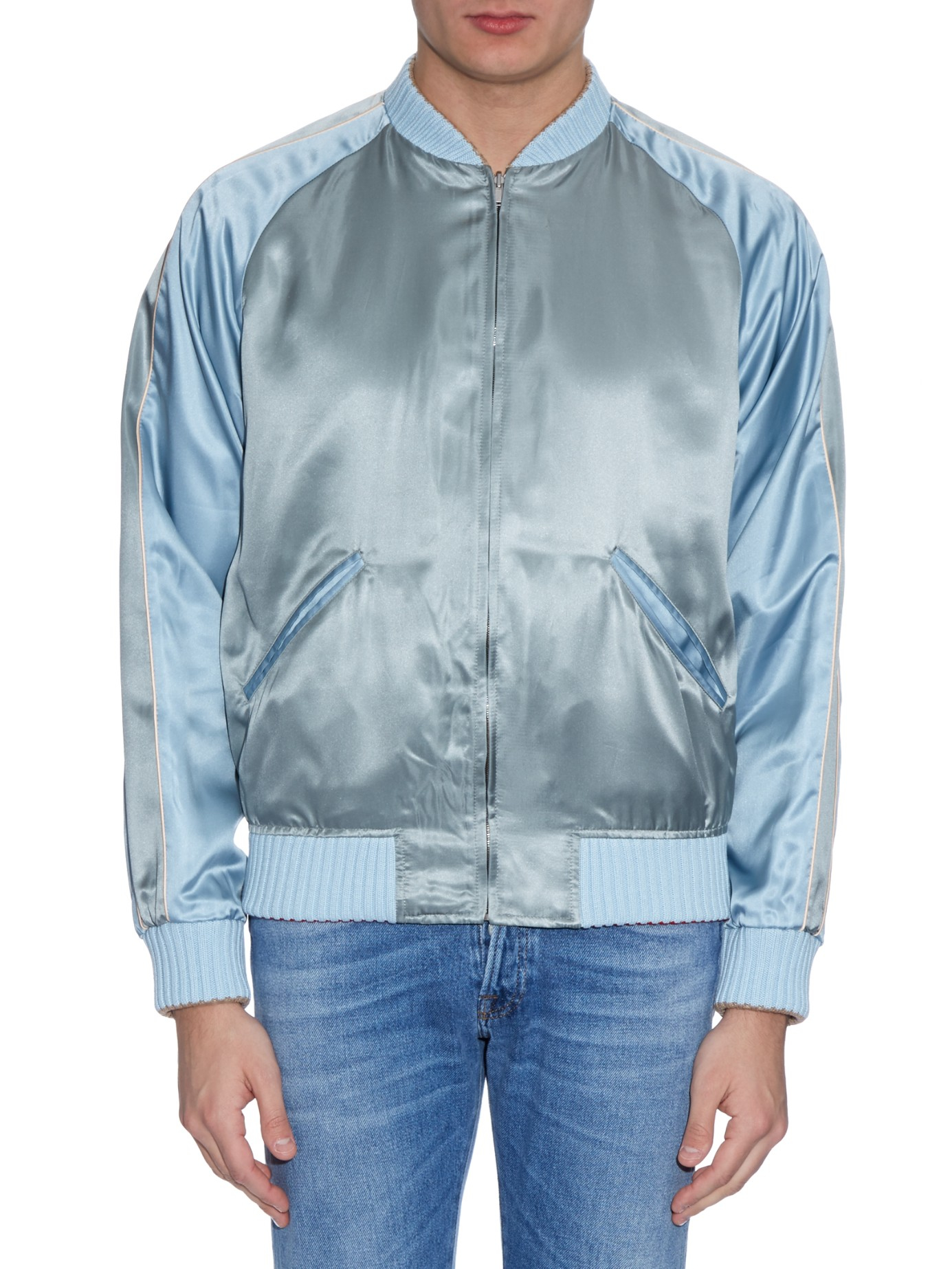 Gucci Reversible Silk Bomber Jacket for Men | Lyst