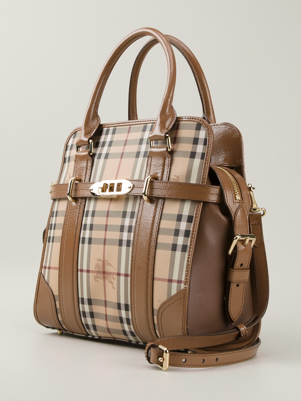 Burberry Burberry Check Handbag in Brown - Lyst
