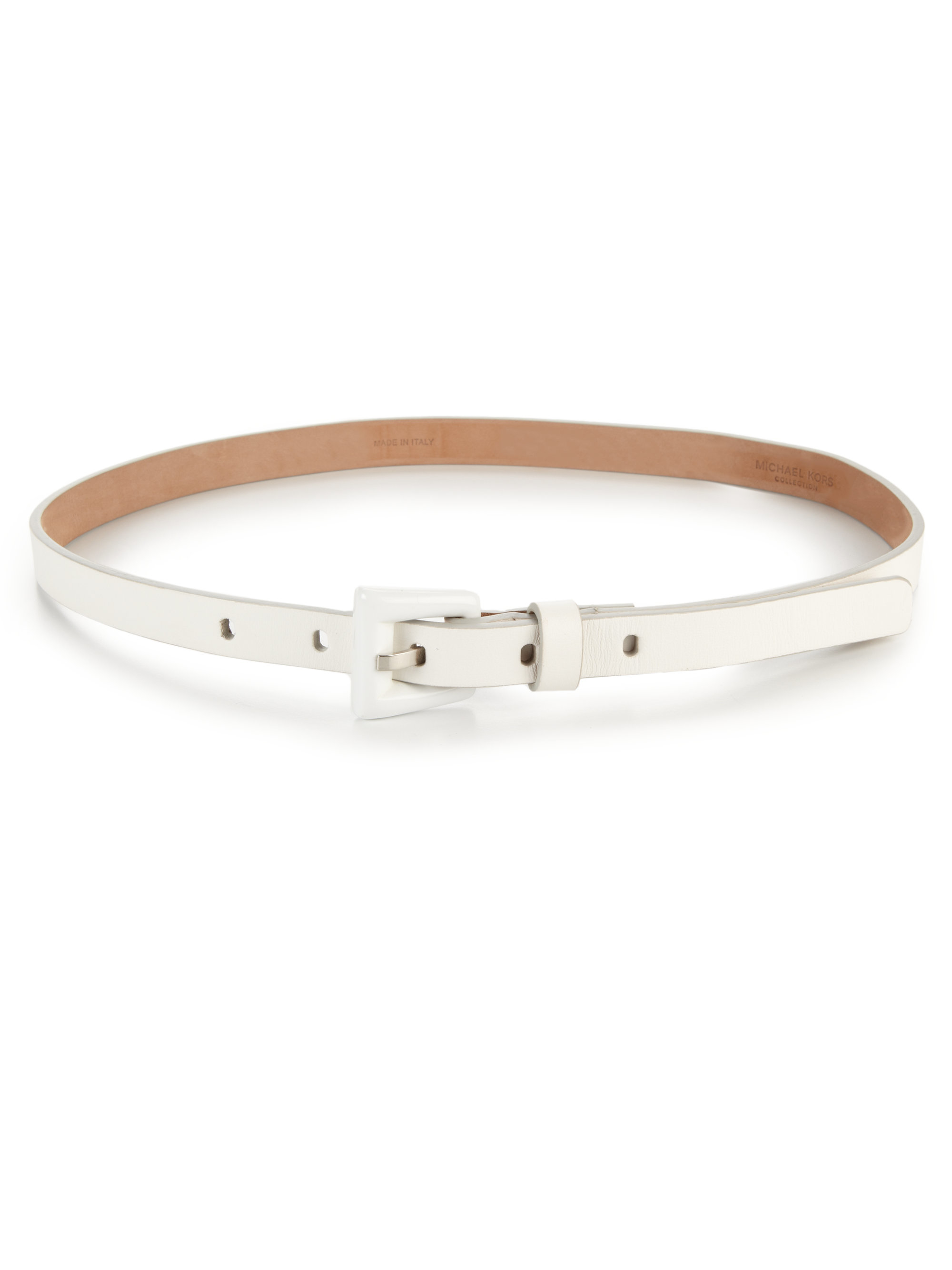 Lyst - Michael Kors Leather Buckle Waist Belt in White