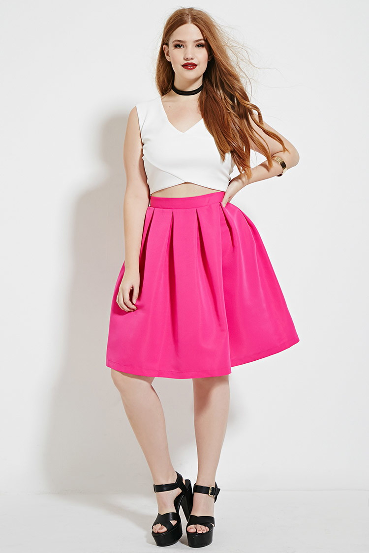 Forever 21 Synthetic Plus Size Pleated Skirt Fuchsia (Pink) - Lyst