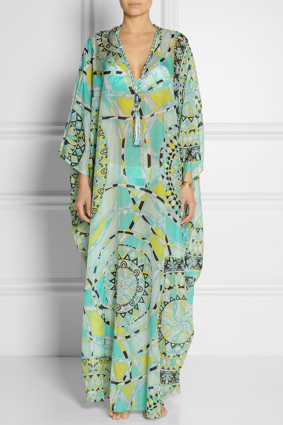 Lyst - Emilio Pucci Printed Cotton and Silkvoile Kaftan in Blue