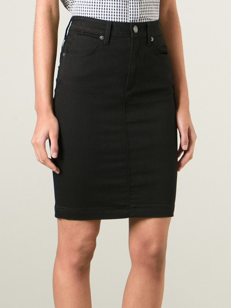 black high waist denim skirt