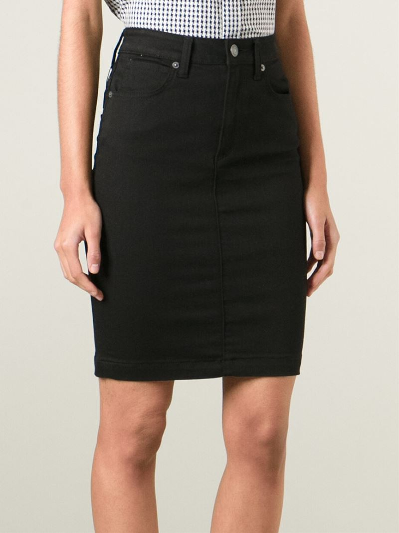 black high waisted skirt denim