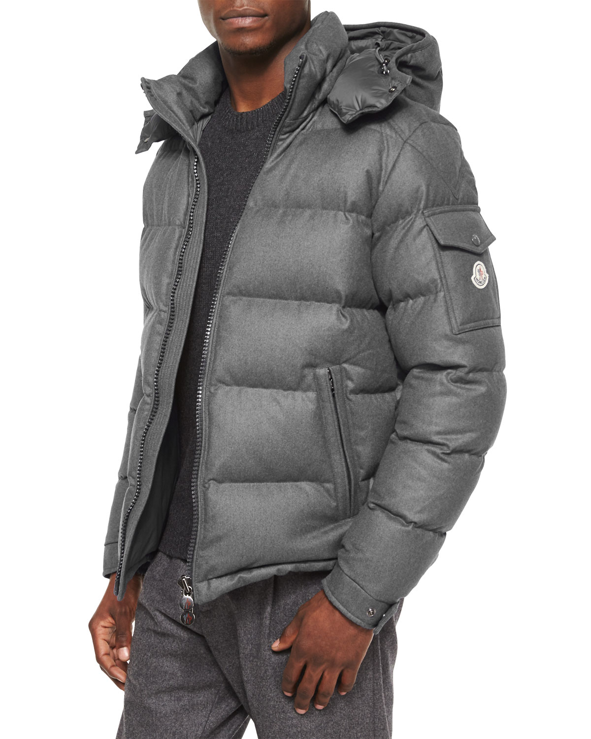 Moncler Wool Montgenevre Light Flannel Down Jacket in Black (Blue) for
