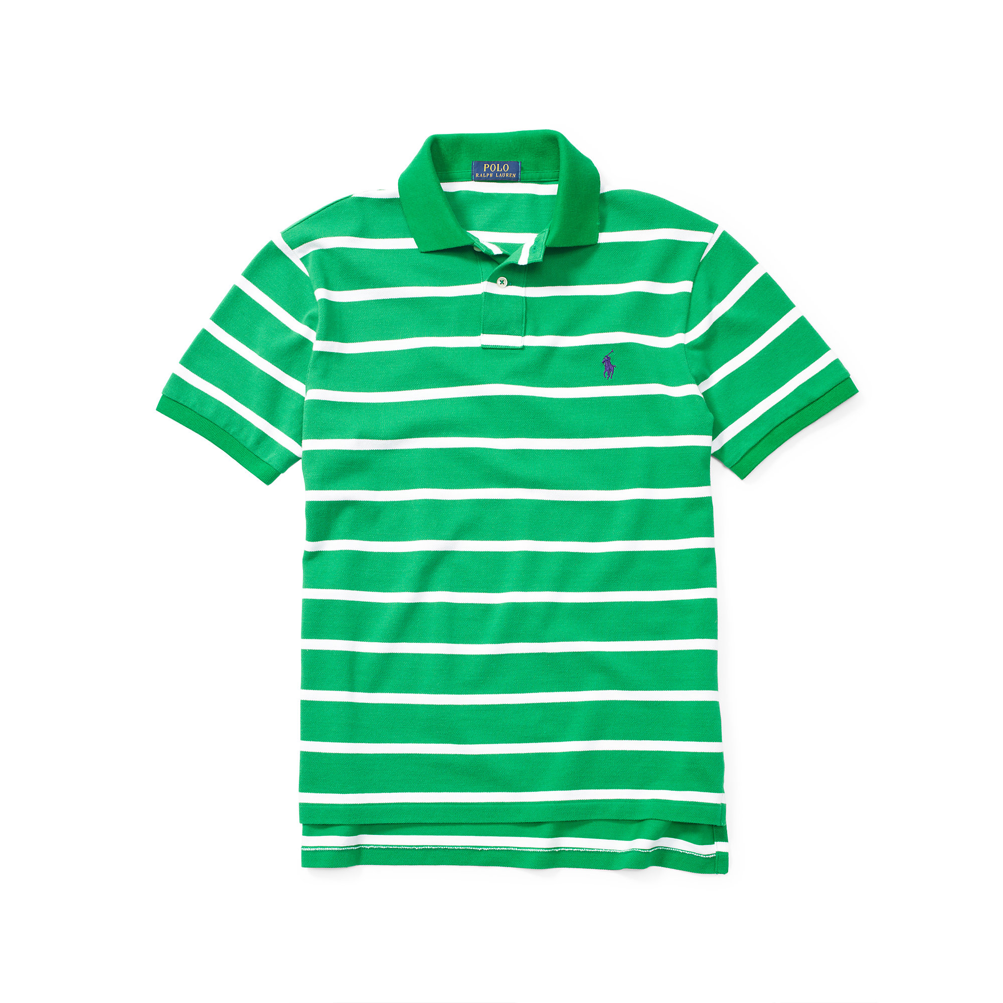 green striped polo shirt