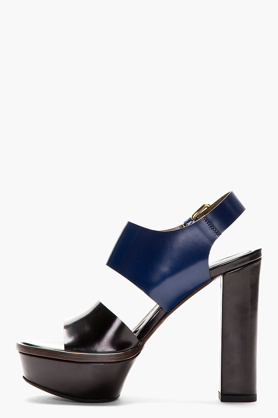 Marni Navy and Black Leather Platform Heels in Blue - Lyst