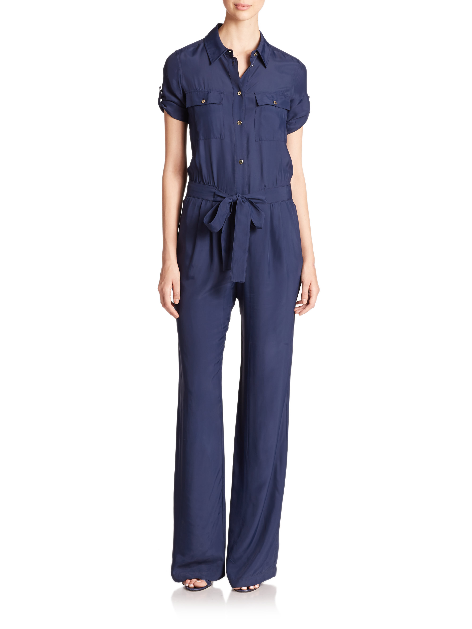 Lyst Dkny Shortsleeve Jumpsuit in Blue