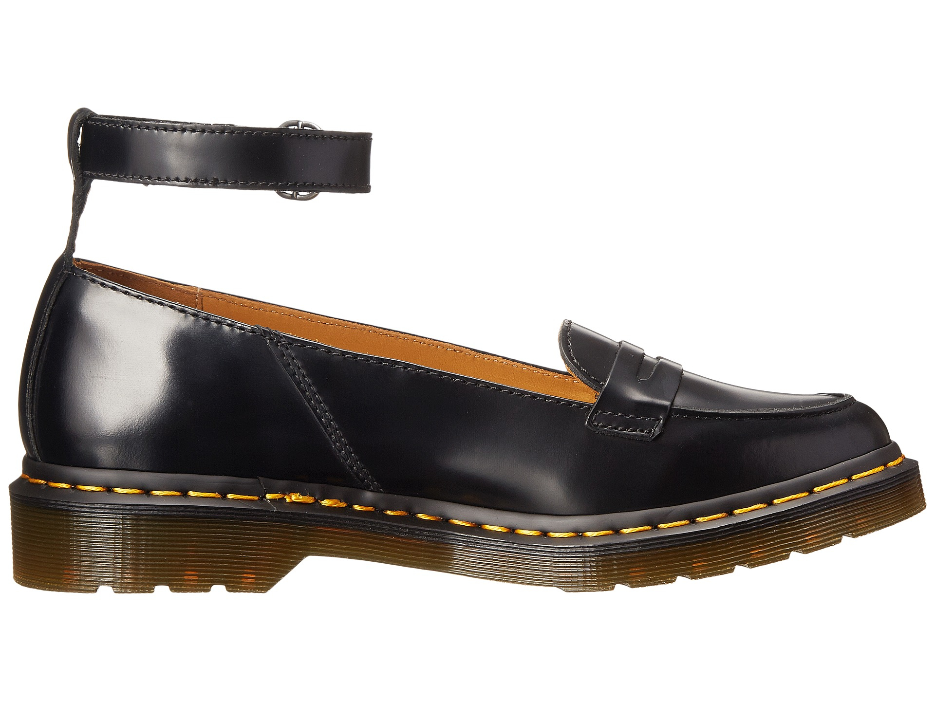 Dr. Martens Leonie Pointed Ankle Strap Penny Loafer in Black | Lyst