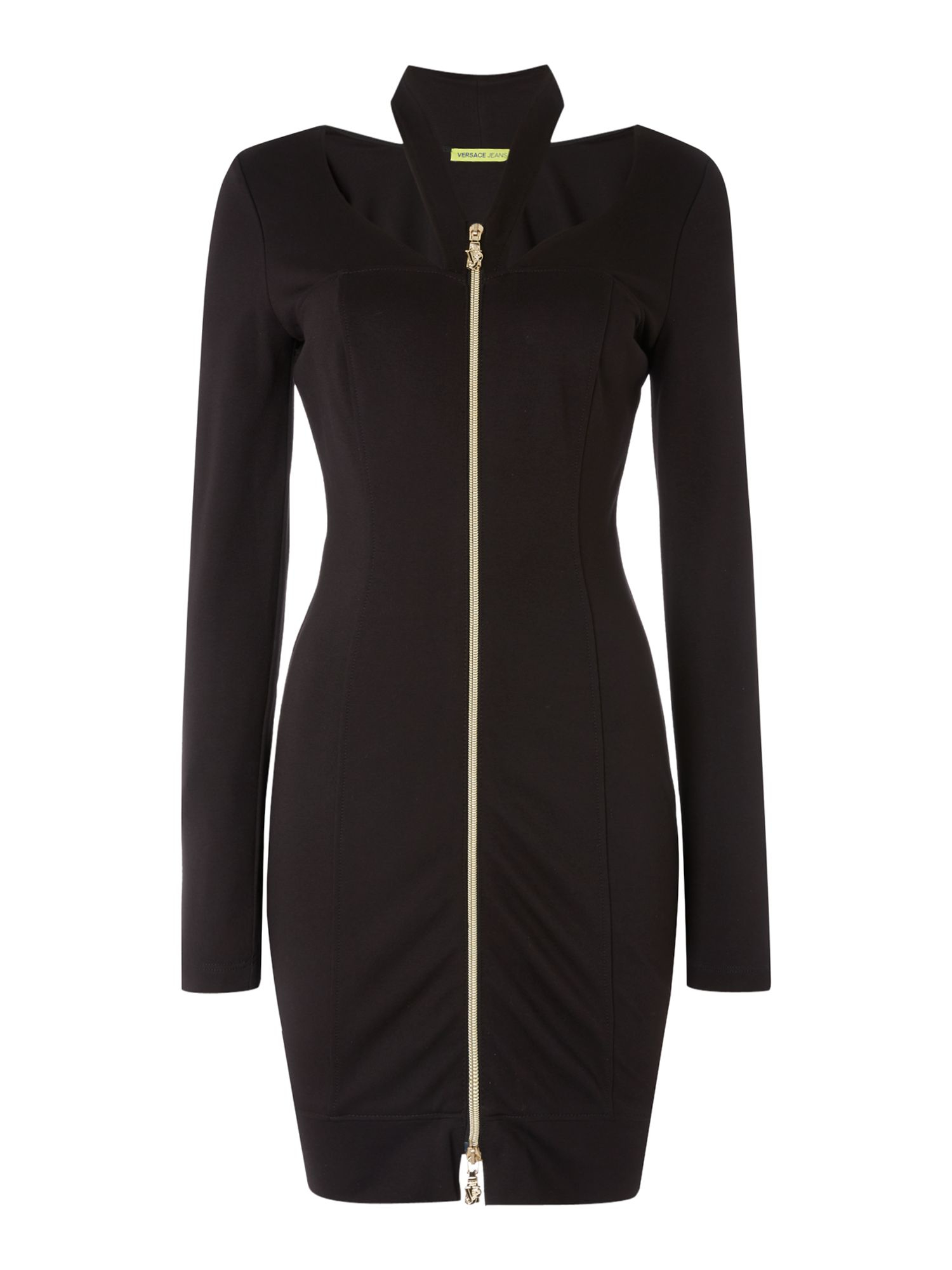 Versace jeans Long Sleeve Zip Bodycon Dress in Black Lyst