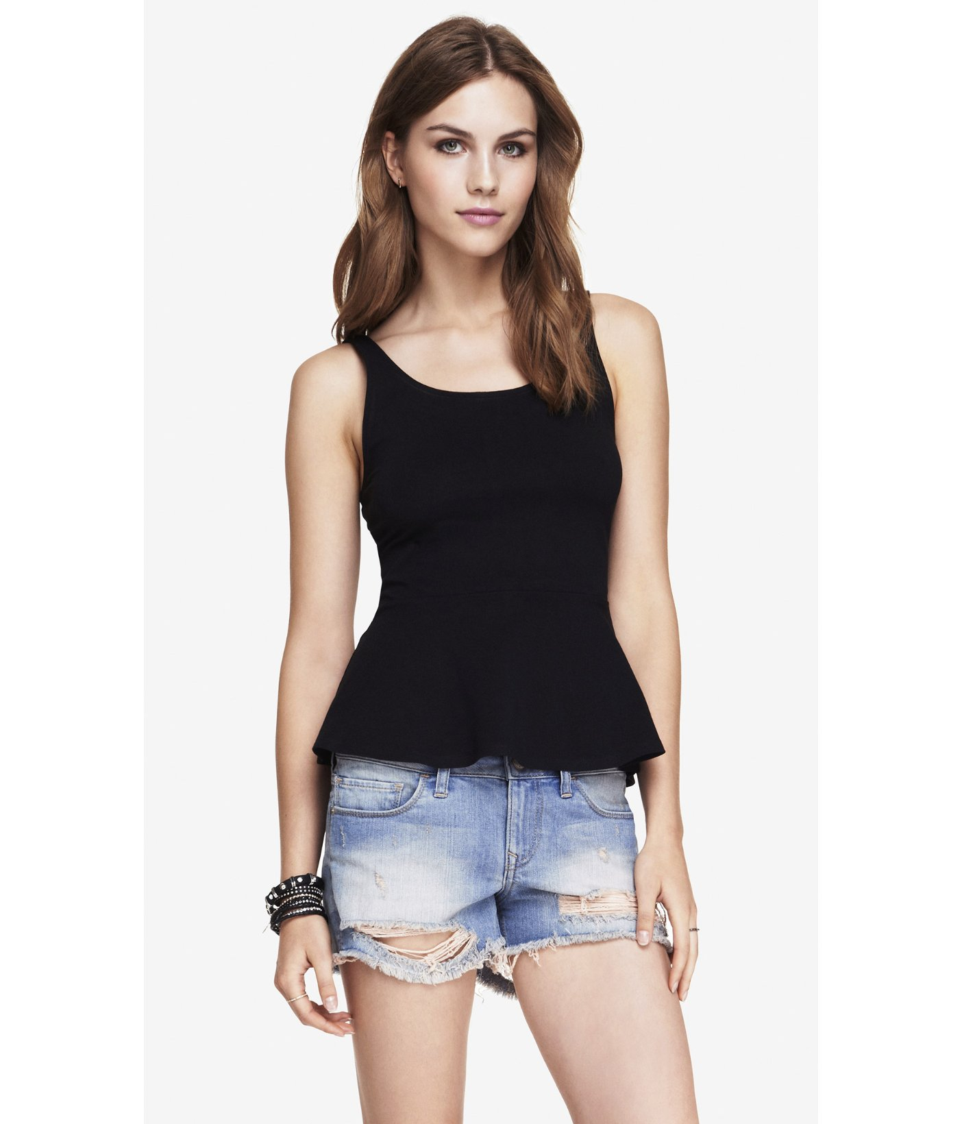 black peplum tank top
