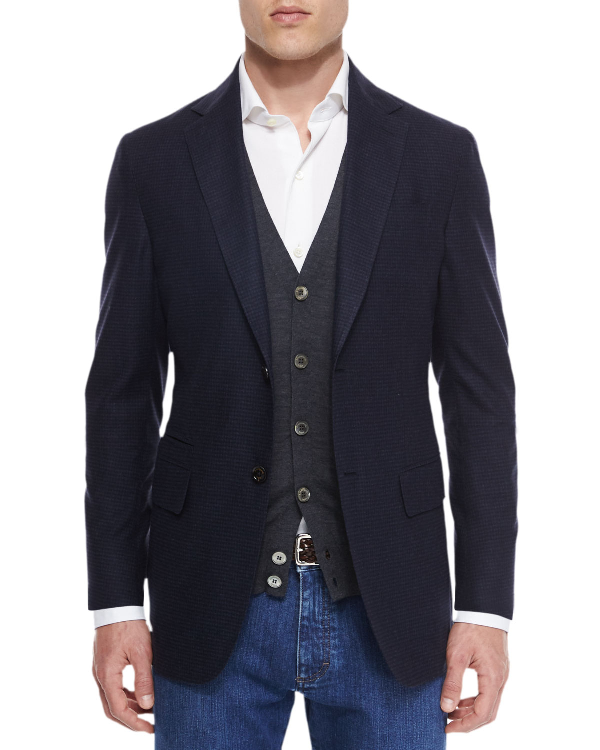 Ermenegildo zegna Gingham Two-button Silk Sport Coat in Blue for Men | Lyst