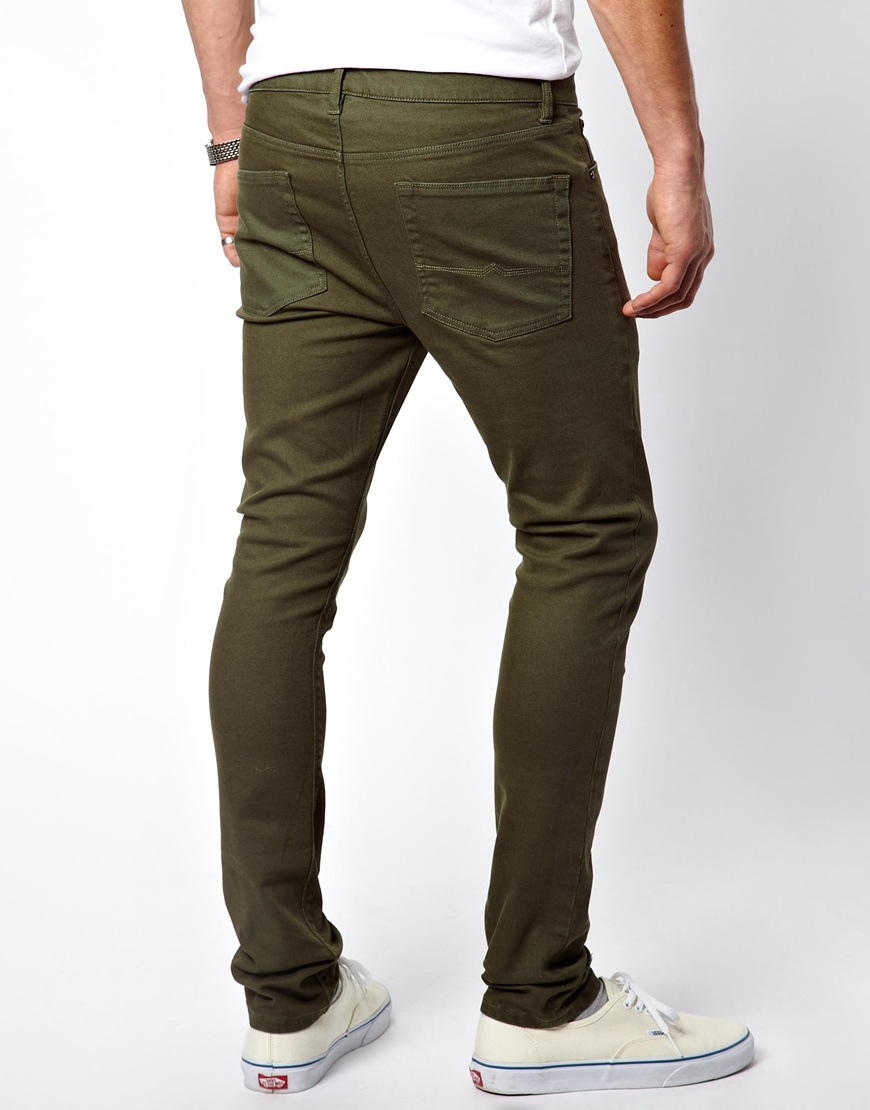 ASOS Super Skinny Jeans in Khaki (Green) for Men - Lyst