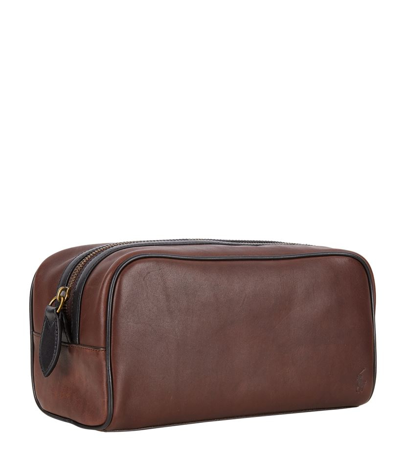 Waish Bag Polos - Polo Ralph Leather Wash Bag In Brown For Lyst waish bag polos polo ralph leather wash bag in brown for lyst
