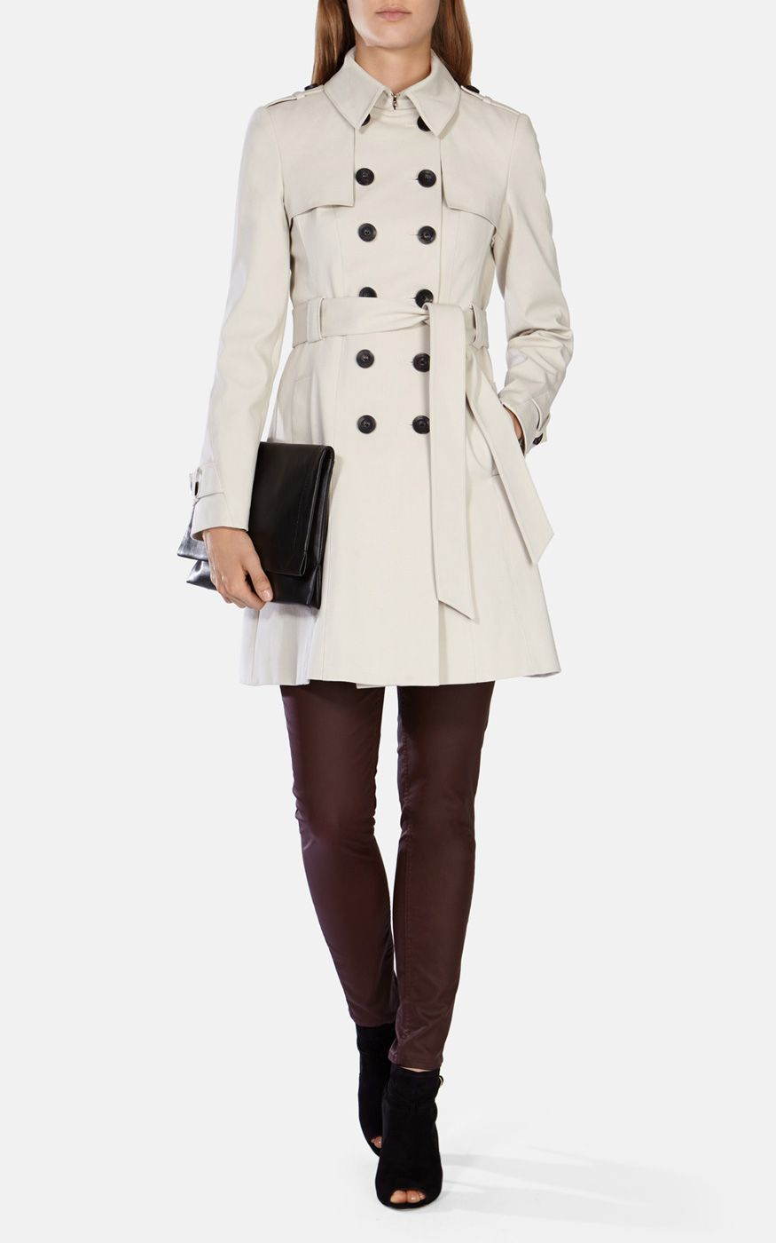 Karen Millen Traditional Investment Trench Coat in Stone (White) Lyst
