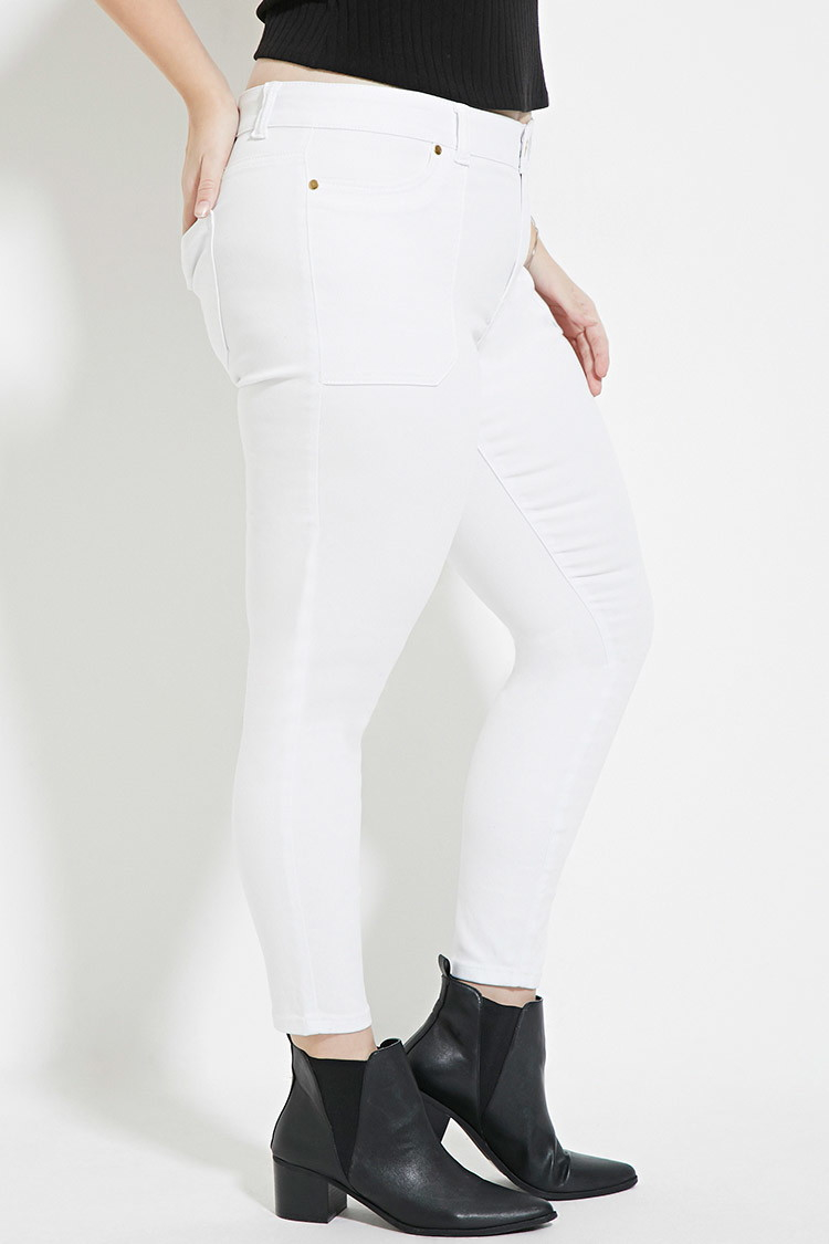 plus size white ankle jeans