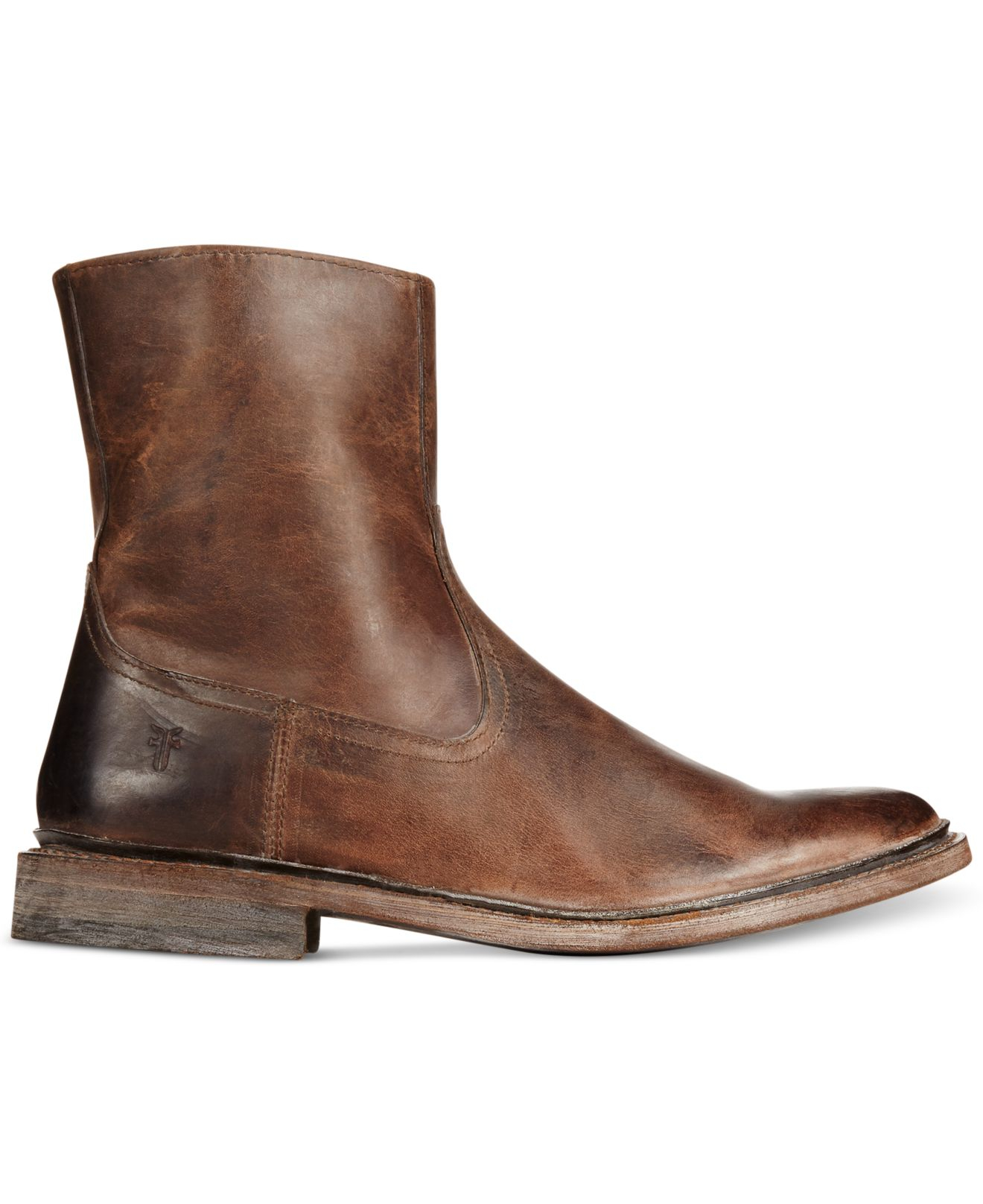 Frye James Inside Inside Zip Boots in Brown | Lyst