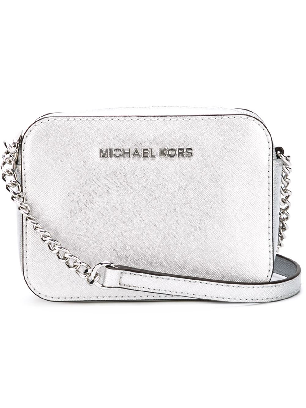michael kors silver metallic purse