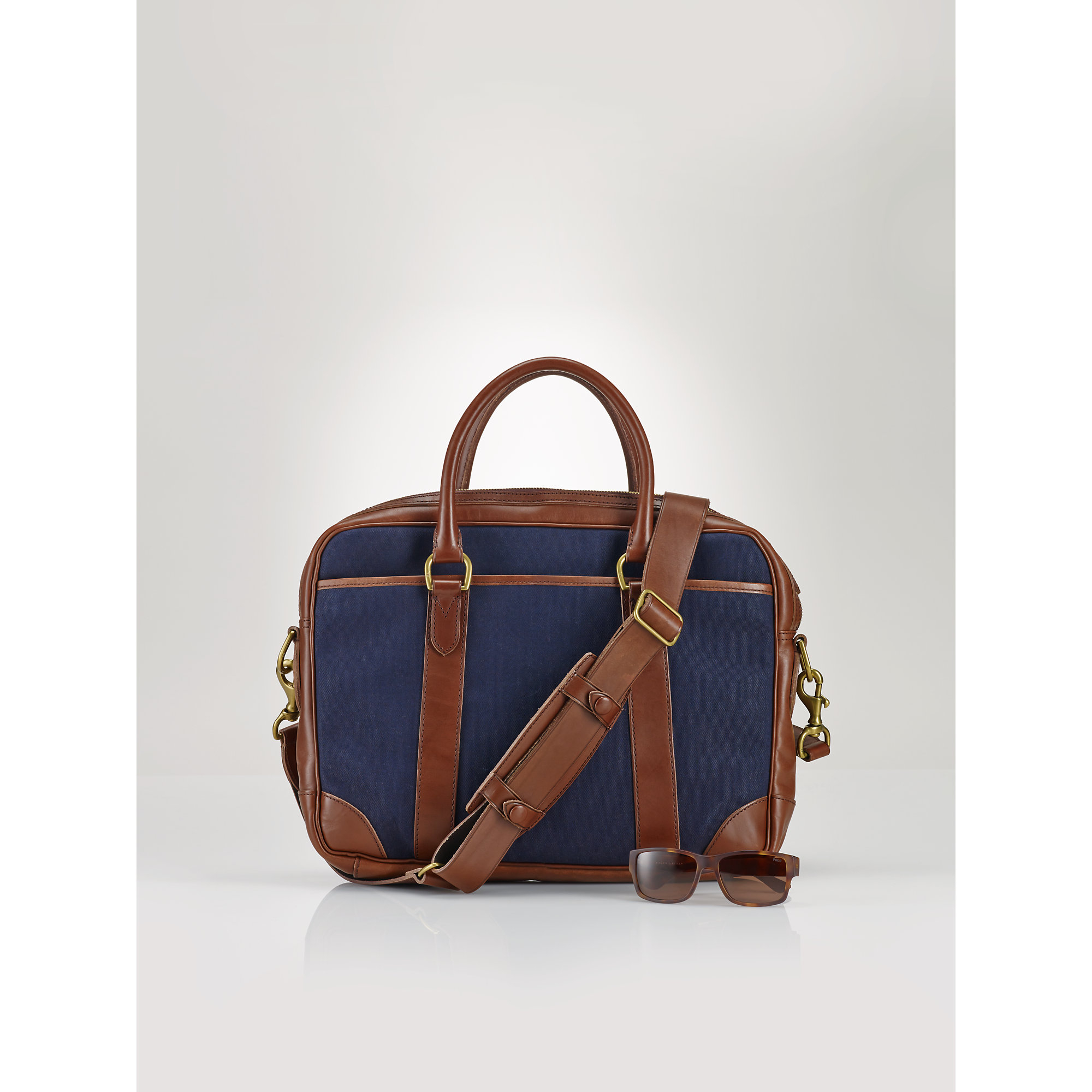 Lyst - Polo Ralph Lauren Leather-trim Commuter Bag in Blue for Men