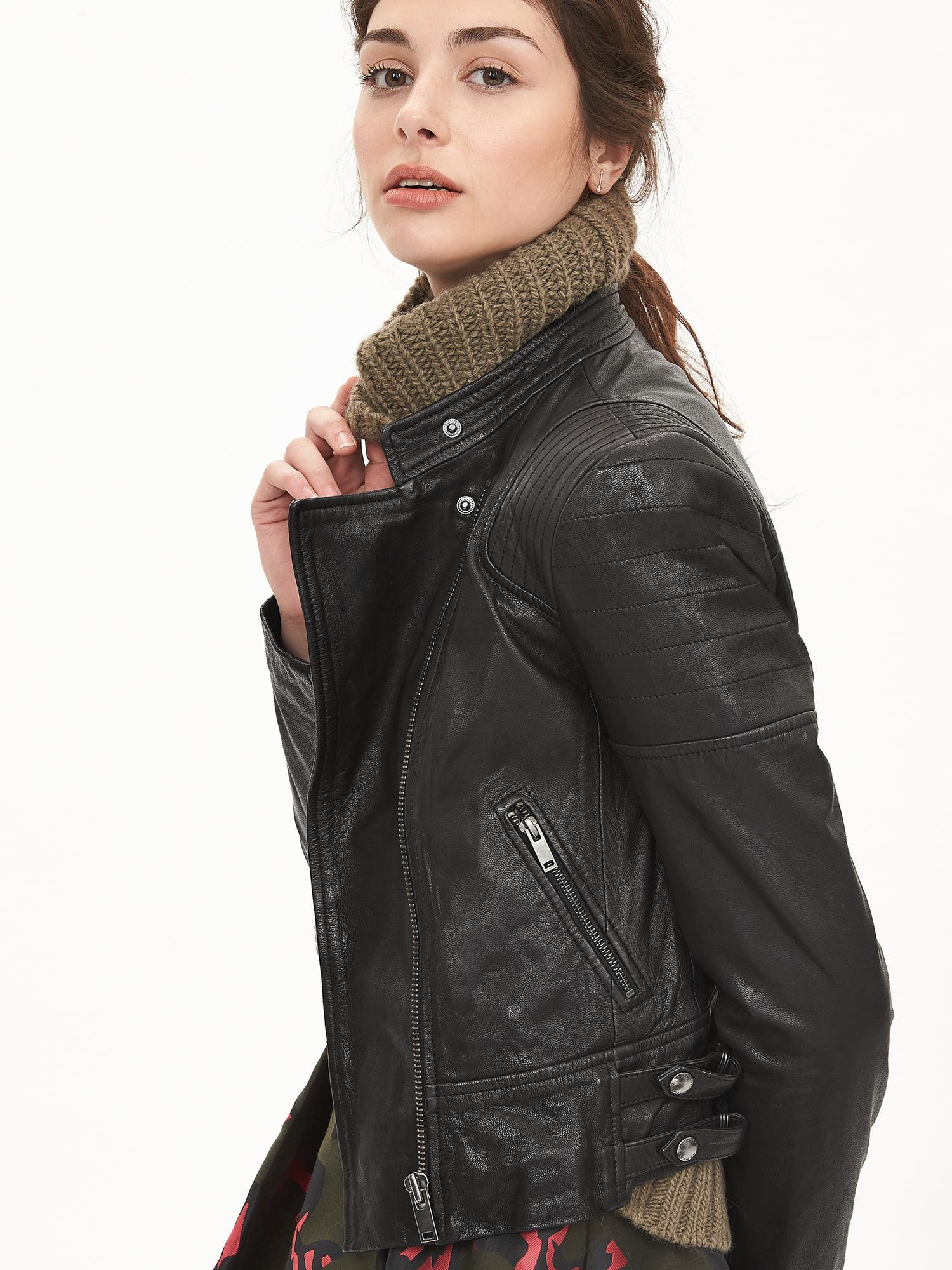Banana Republic Black Leather Buckle Moto Jacket