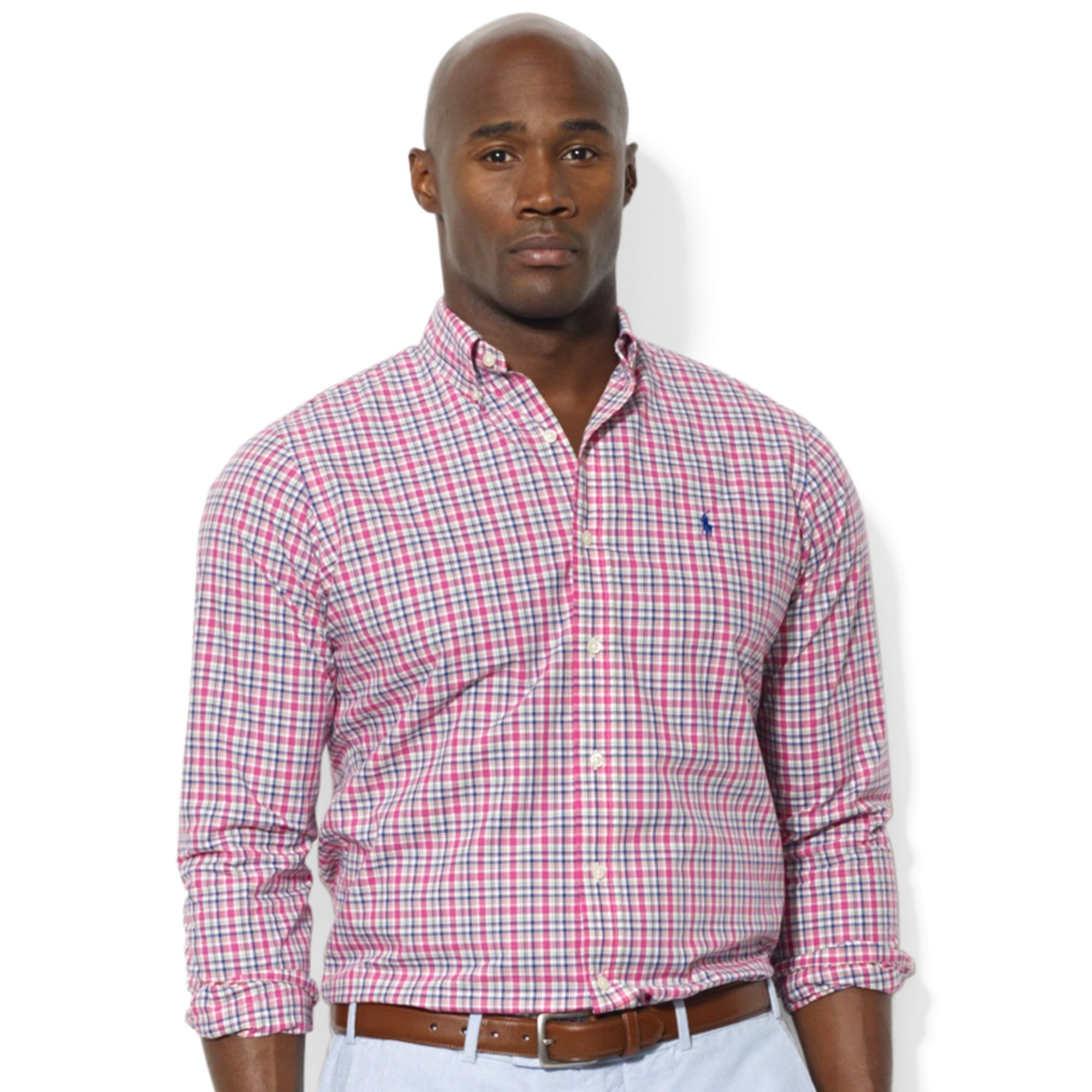 Ralph Lauren Polo Big and Tall Long Sleeve Plaid Poplin Shirt in Pink for  Men - Lyst