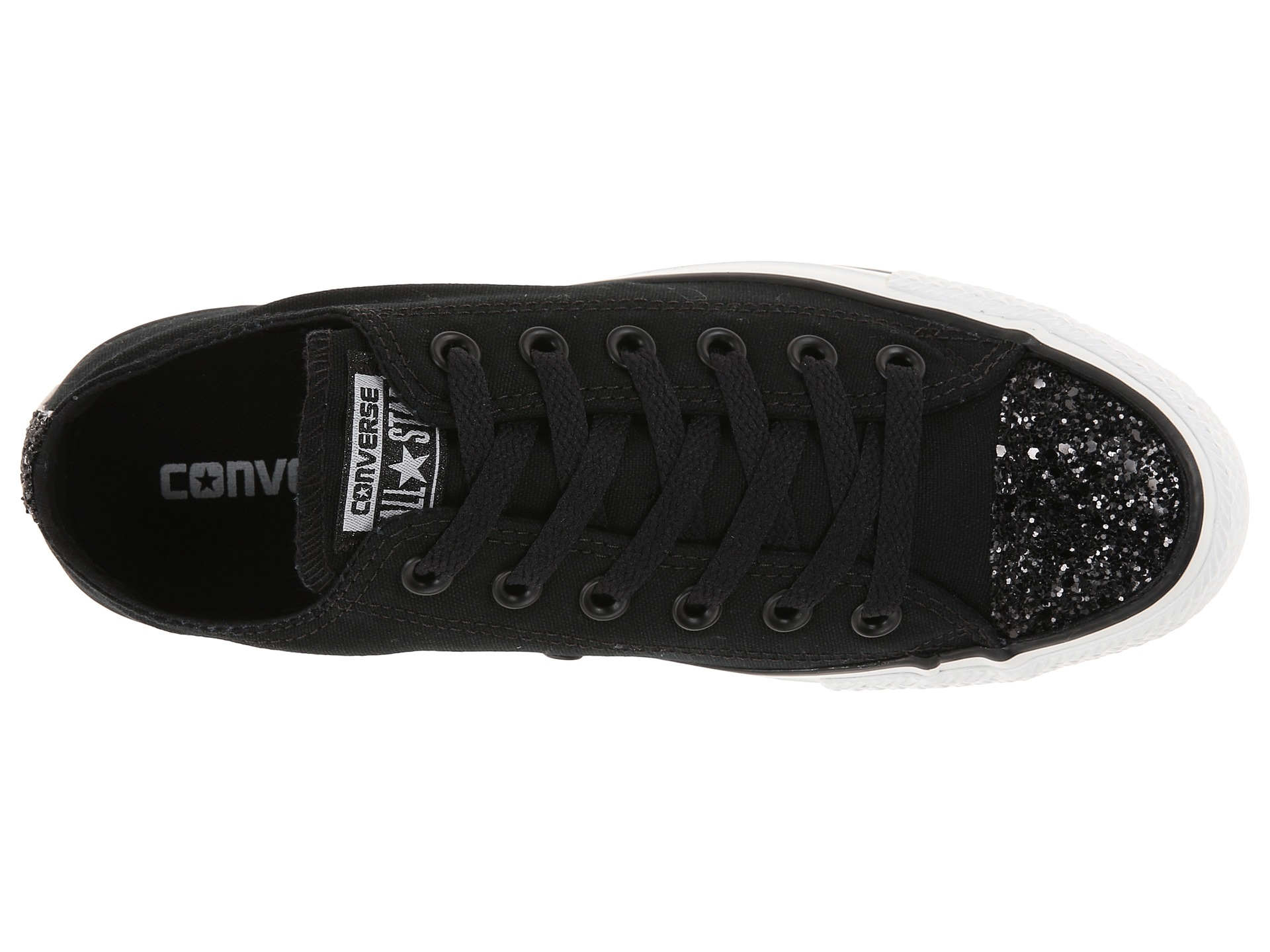 Converse Chuck Taylor® All Star® Toecap Sparkle Ox in Black | Lyst
