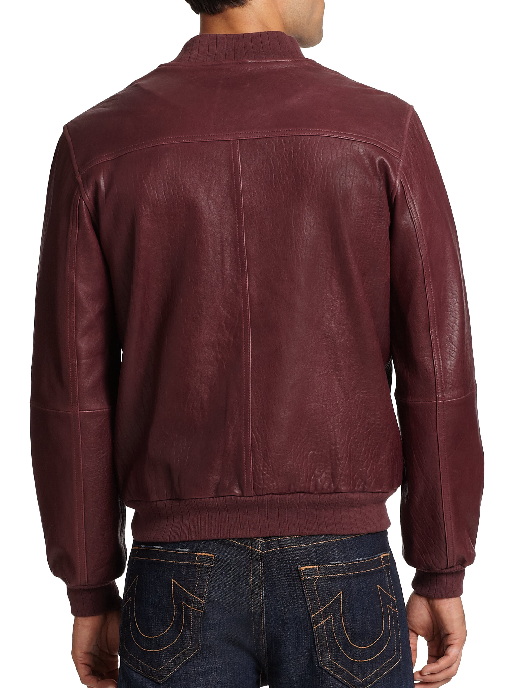 true religion red leather jacket